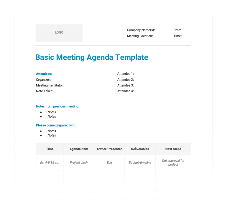 12 Free Meeting Agenda Templates