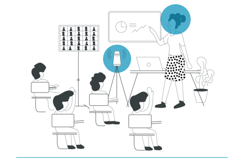 The Meeting Owl can be used for synchronous distance learning and hybrid learning