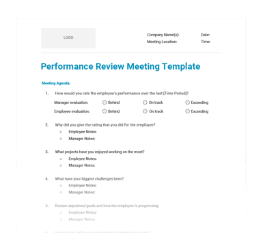 performance review meeting template