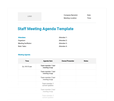 12 Free Meeting Agenda Templates 12 Free Meeting Agenda Templates
